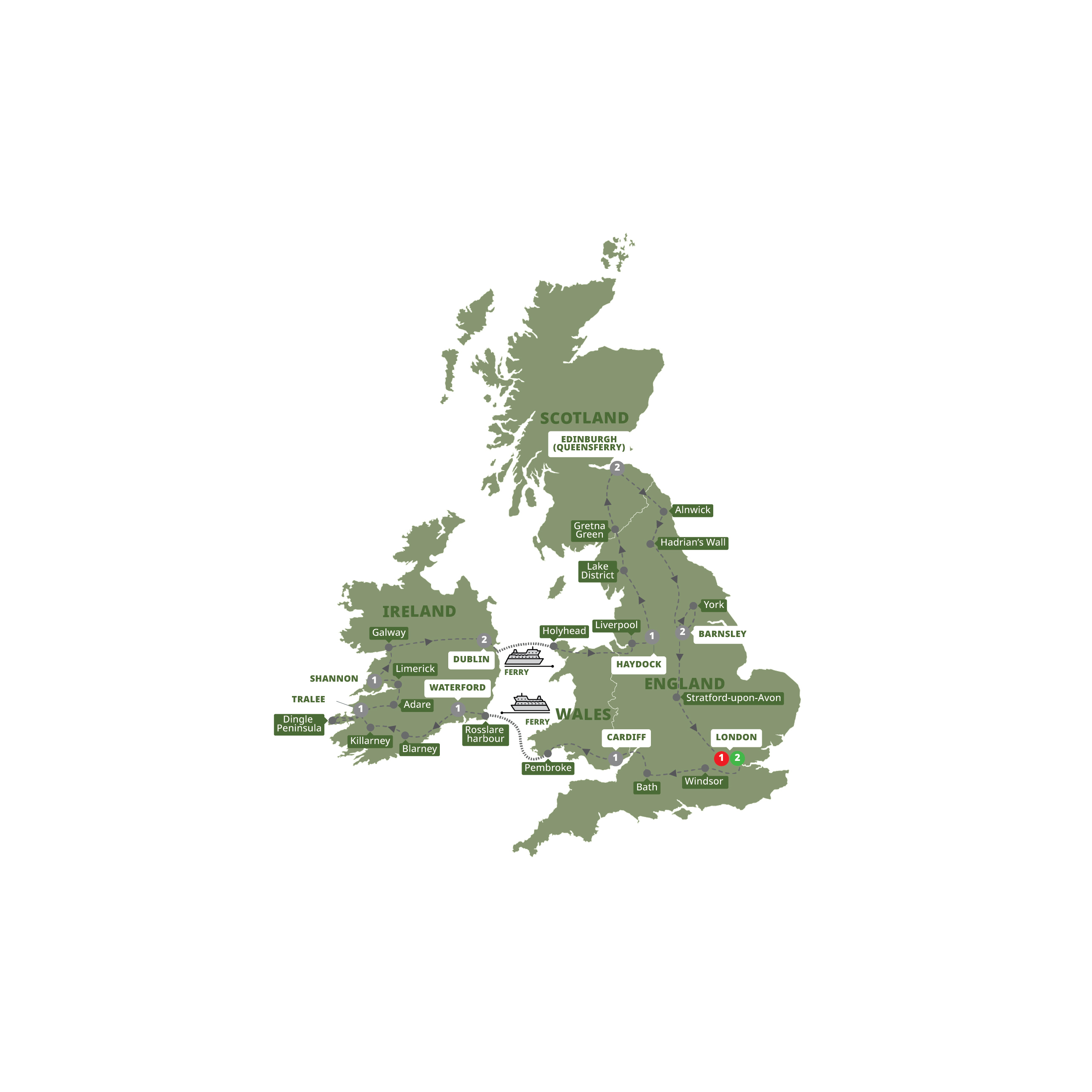 Britain Ireland Experience US Guided Tour Map 2007 BIEX