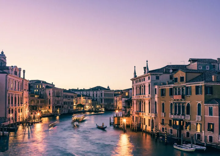 A Sunset Dusk View Of Venice in Italy