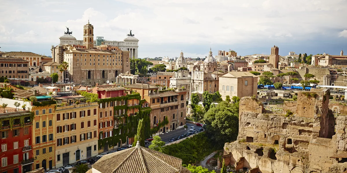 Rome panorama with Victor Emmanuel II monument in the backround