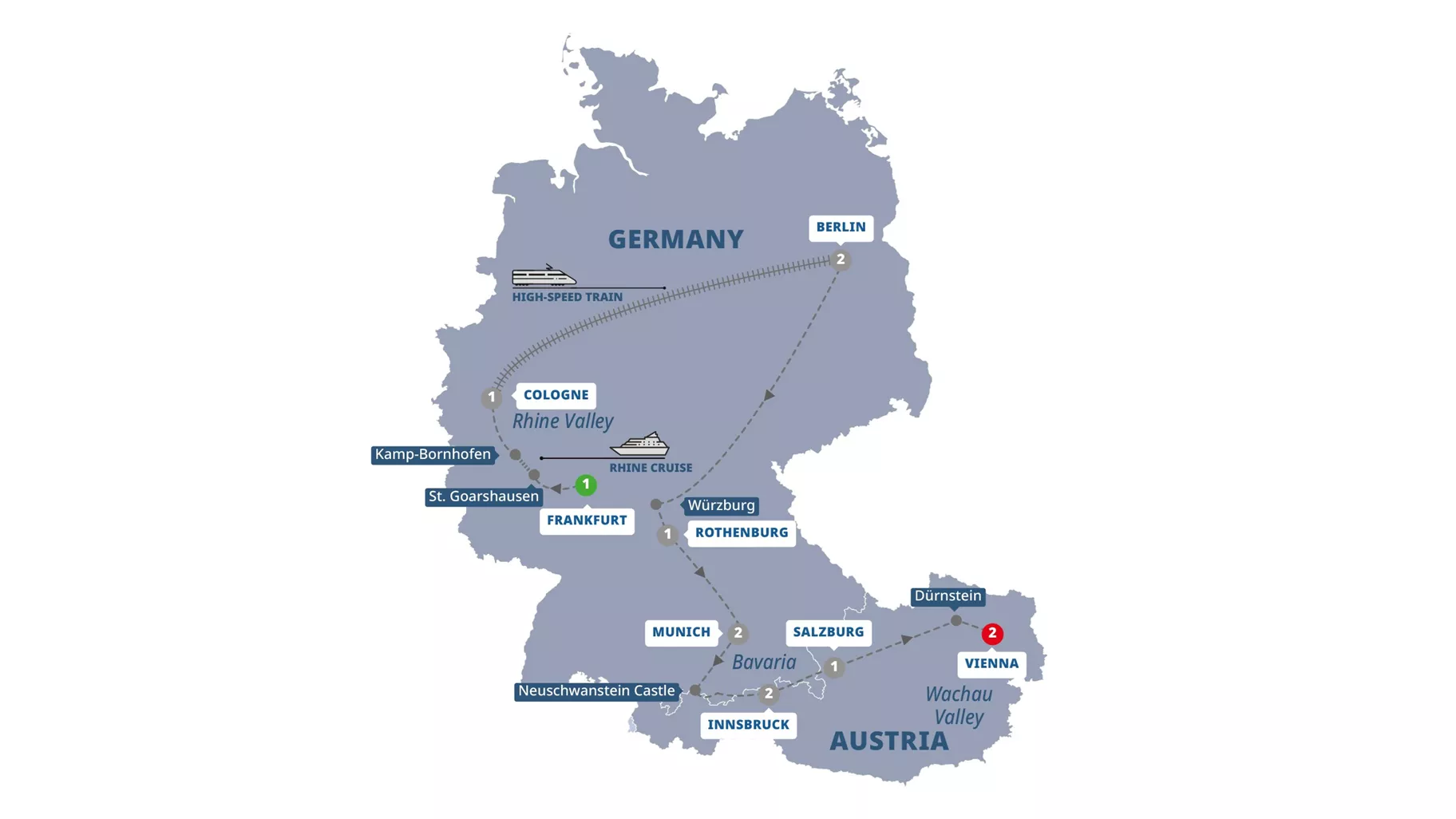 Best Germany Austria Guided Tour Map