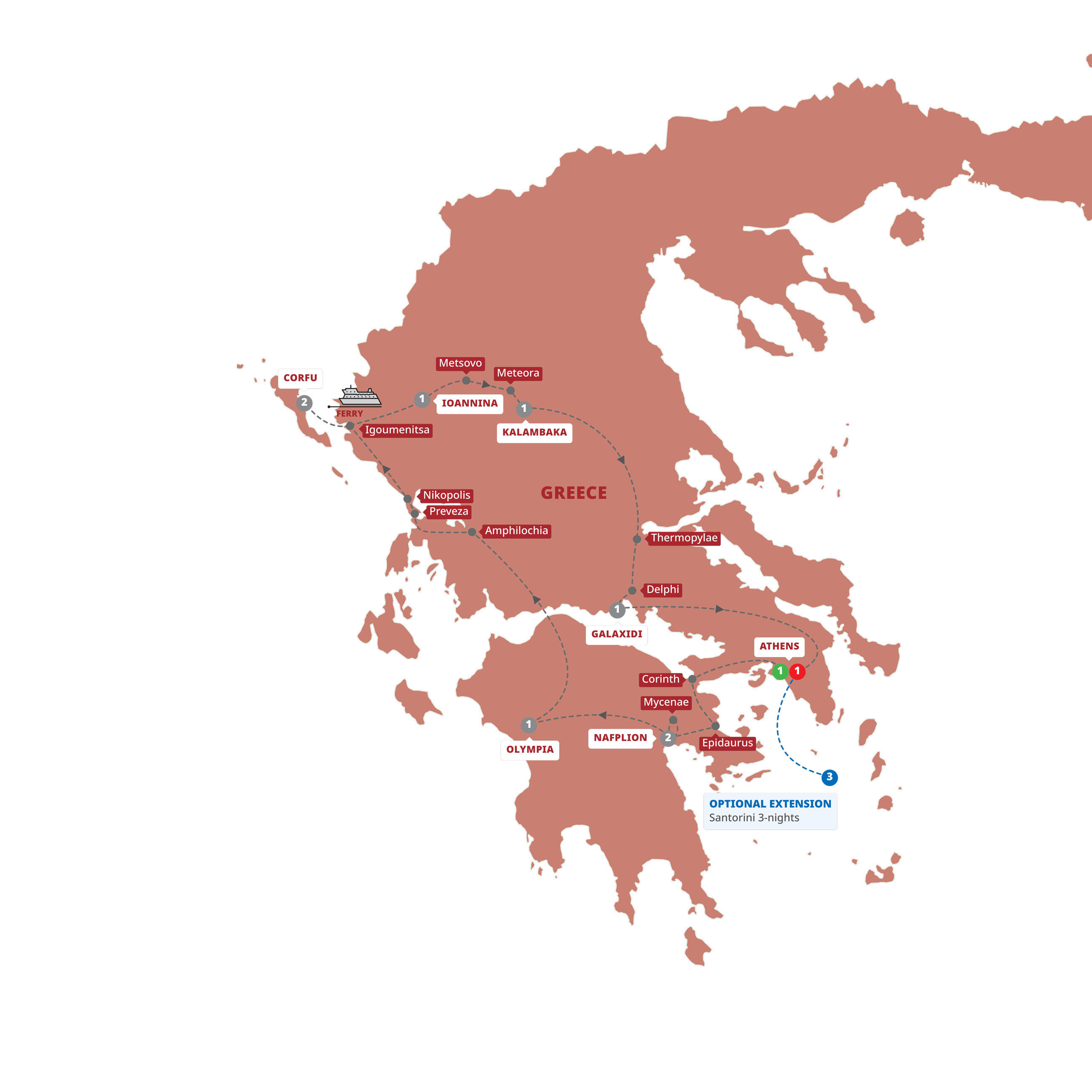 Secrets Greece including Corfu Guided Tour Map 2025
