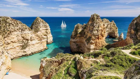 Beautiful Beach On Algarve Coast Portugal