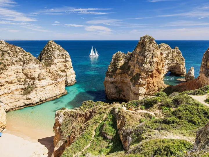 Beautiful Beach On Algarve Coast Portugal