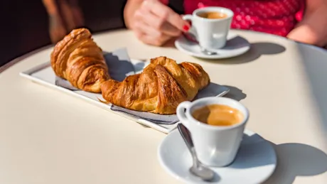 Croissants And Coffee A Typical Parisian Breakfast