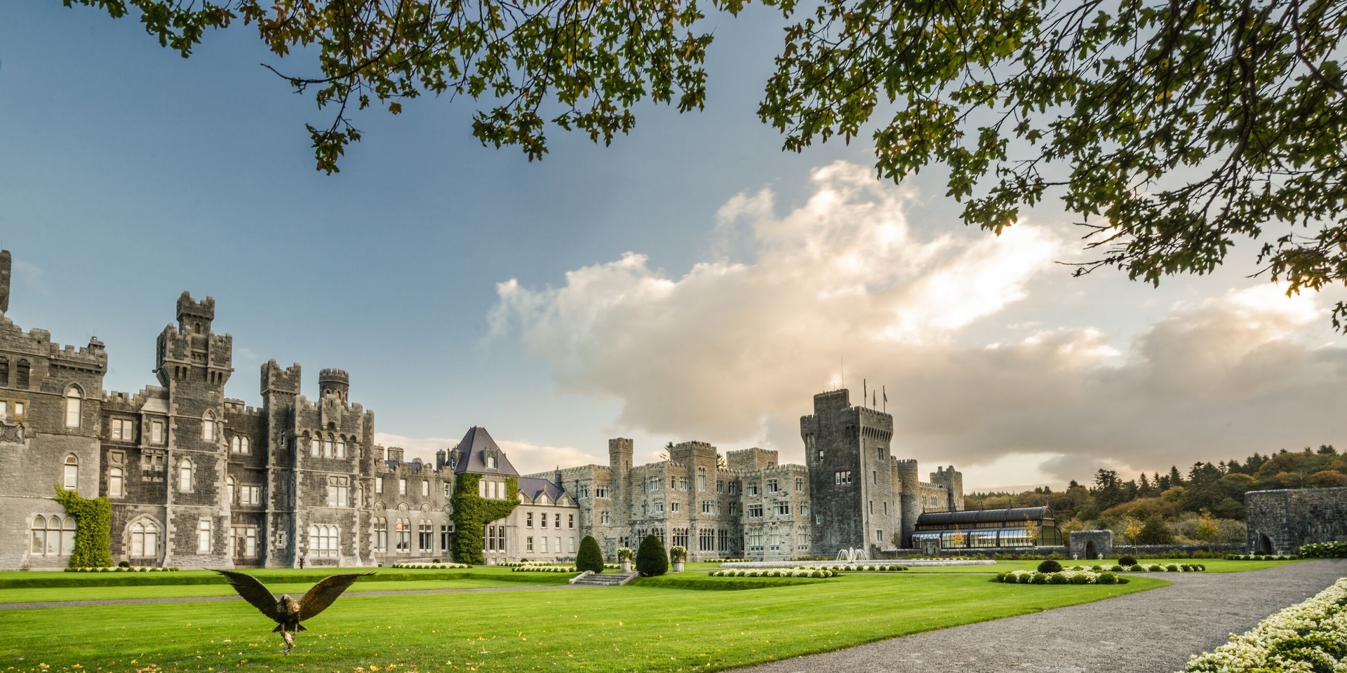 Castle with towers and gardens in Ireland