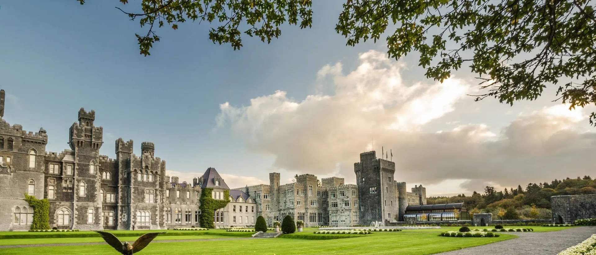 Castle with towers and gardens in Ireland