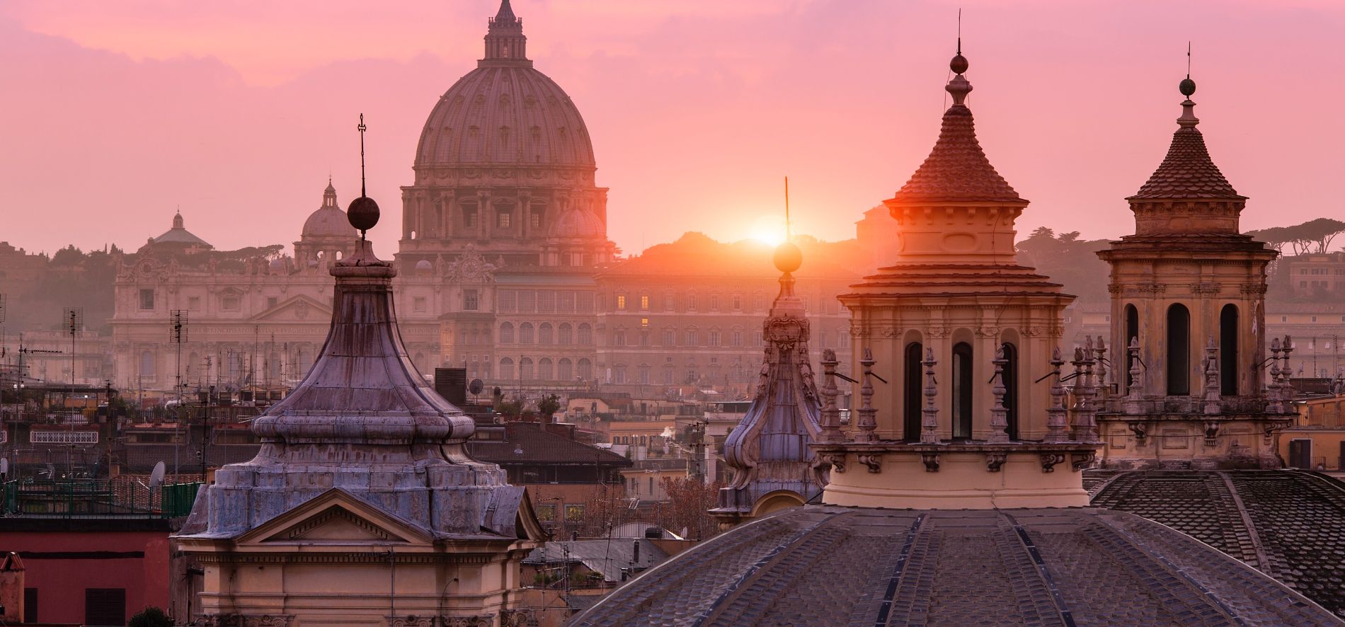 Landscape of Vatican City at sunset