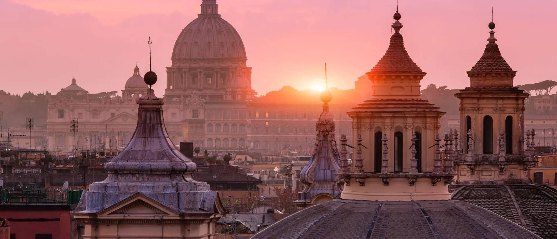 Landscape of Vatican City at sunset
