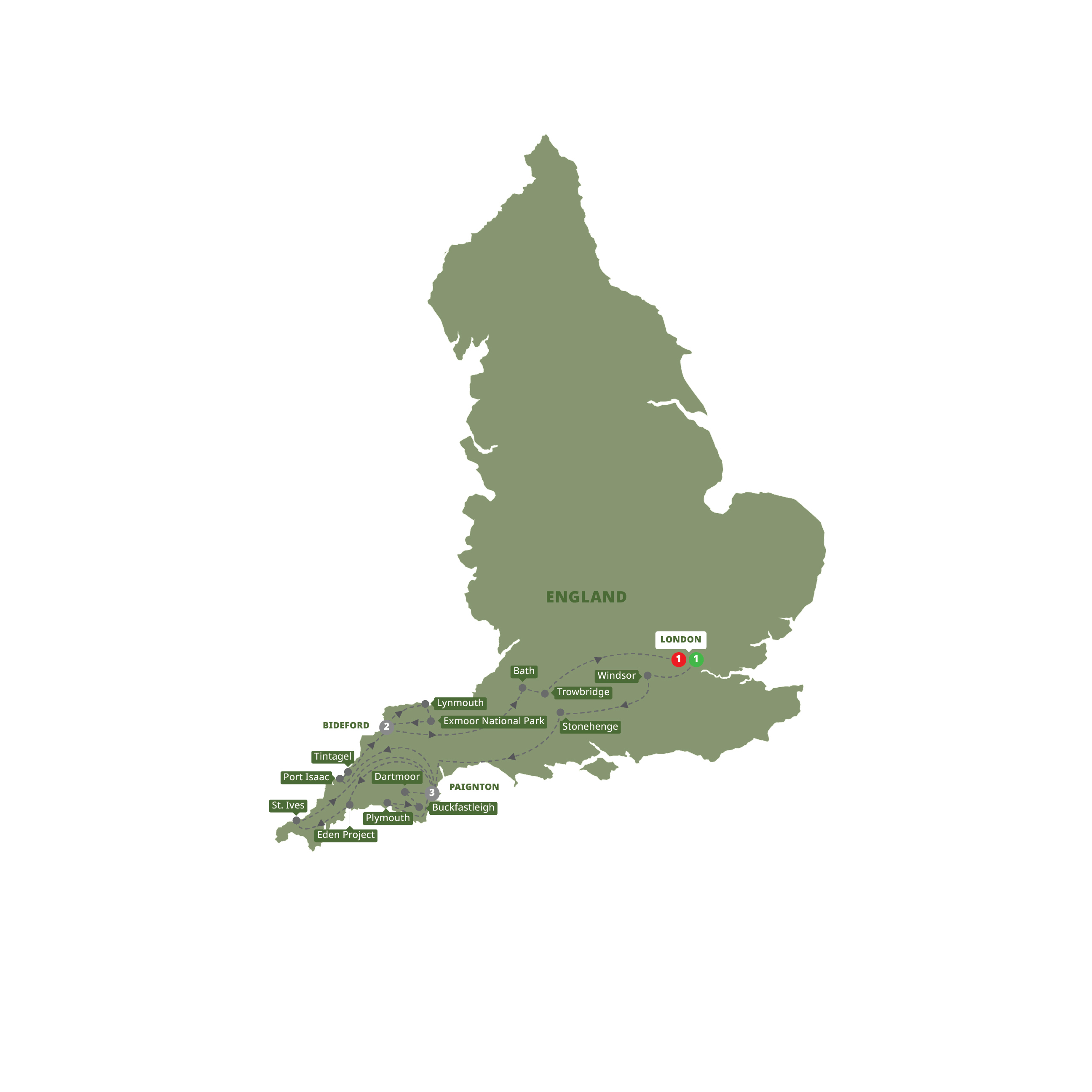 Best Devon Cornwall US Guided Tour Map 2026