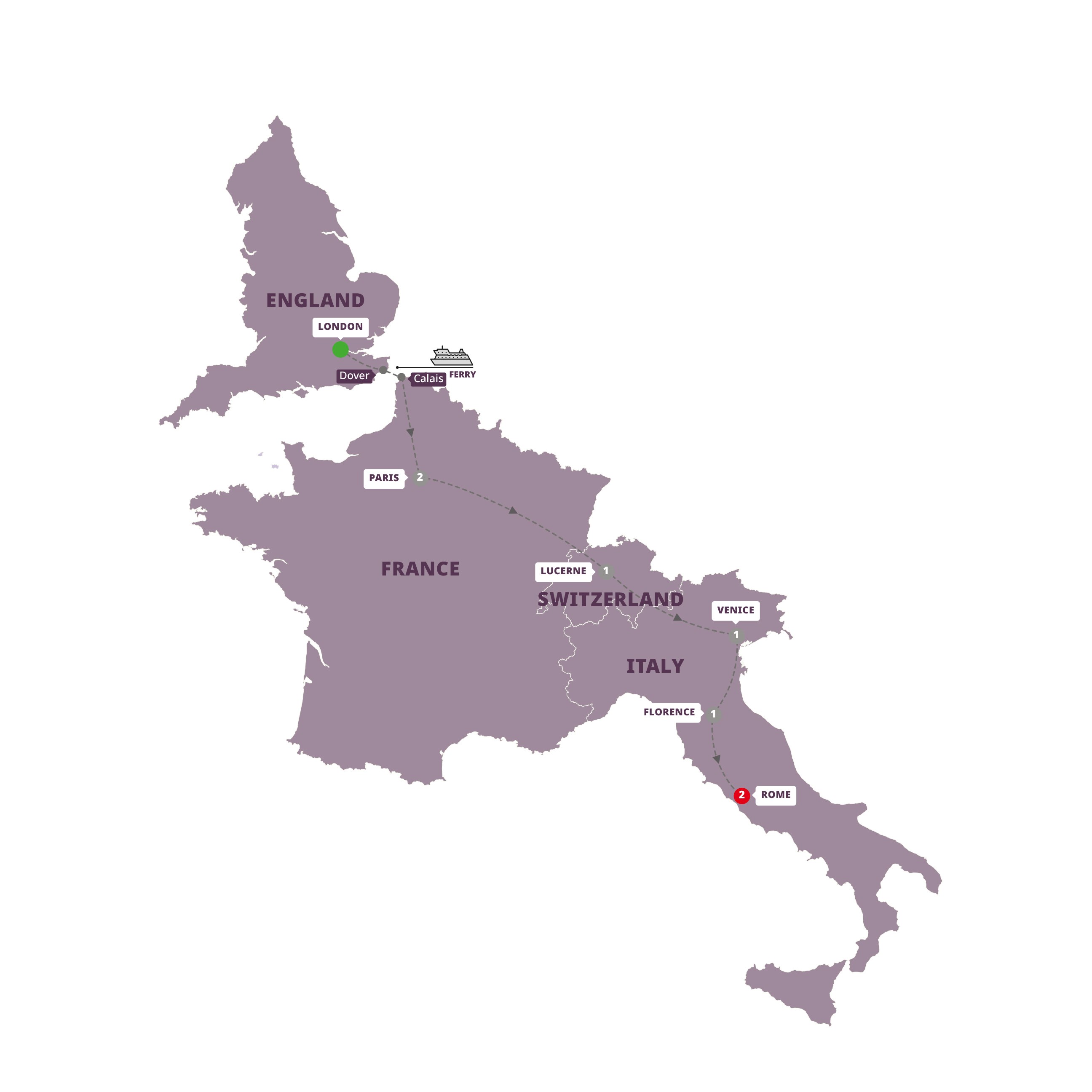 European Traveller Guided Tour Map