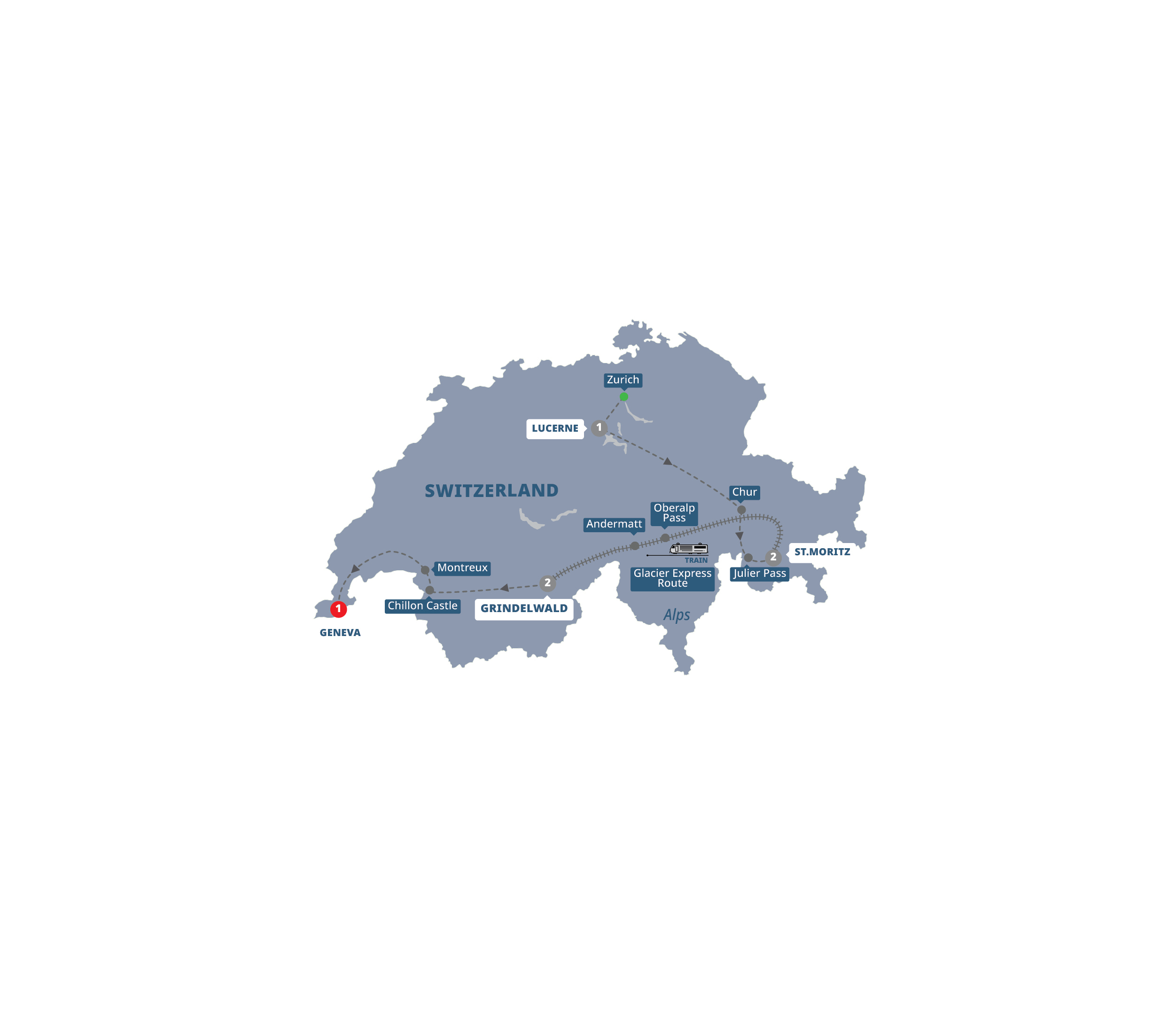 Map Magical Switzerland Guided Tour W850 27