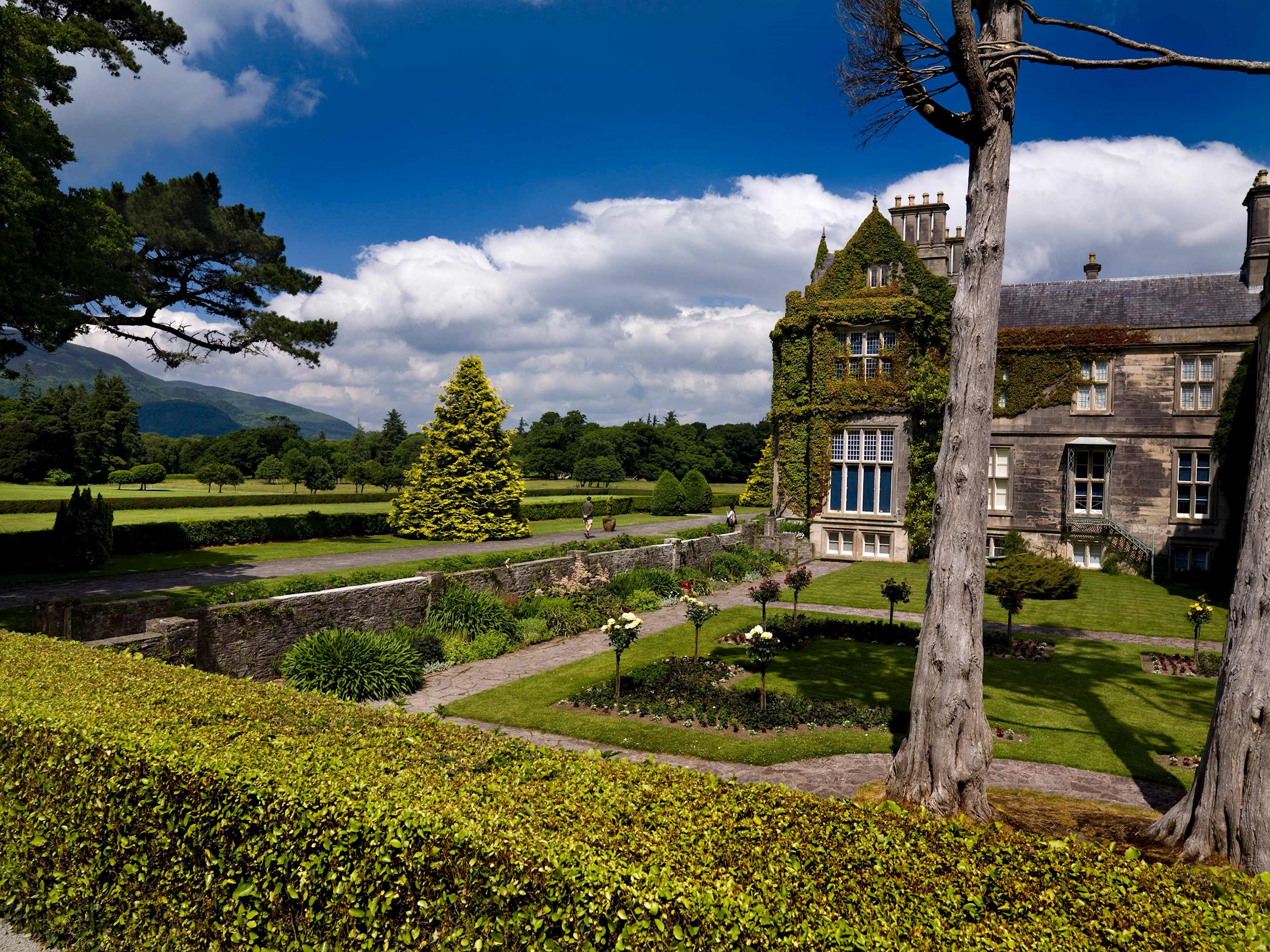 The outside of Muckross House and Gardens in Killarney, Ireland