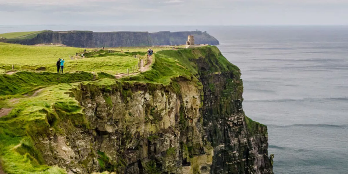 High cliffs overgrown with grass