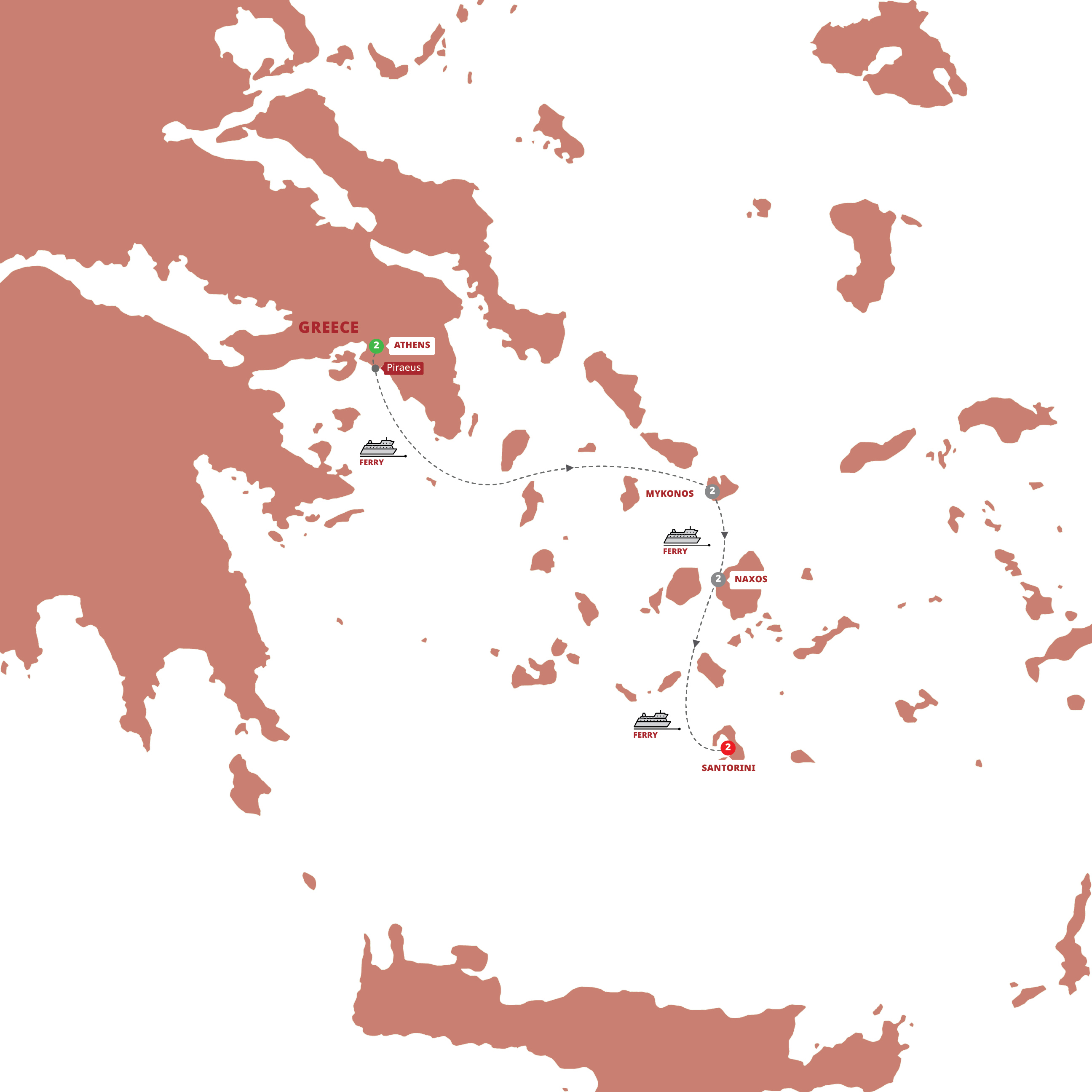 Greek Island Explorer-Small Group Guided Tour Map 2027 YGIE