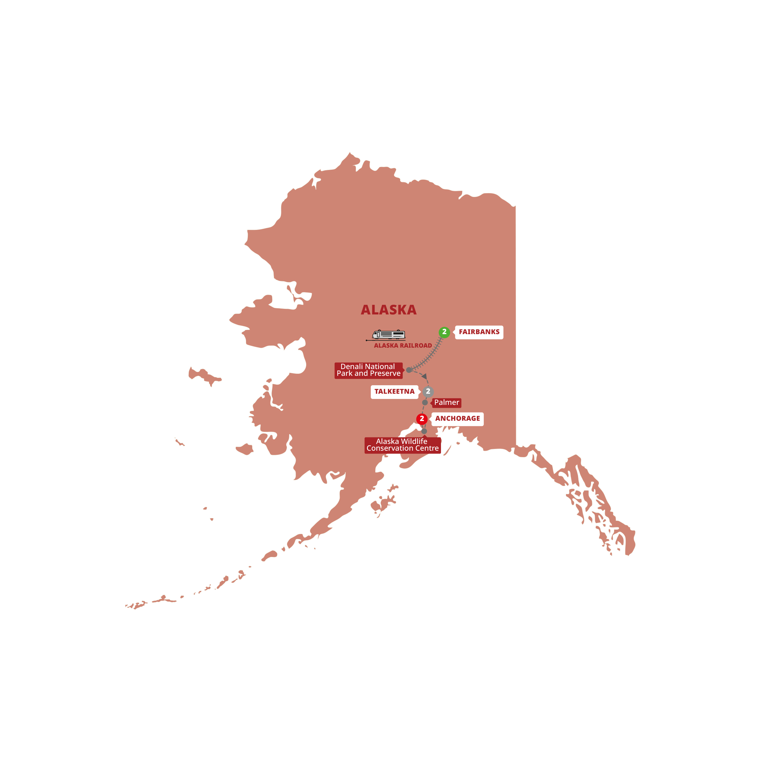 Alaska Northern Lights Guided Tour Map 2025