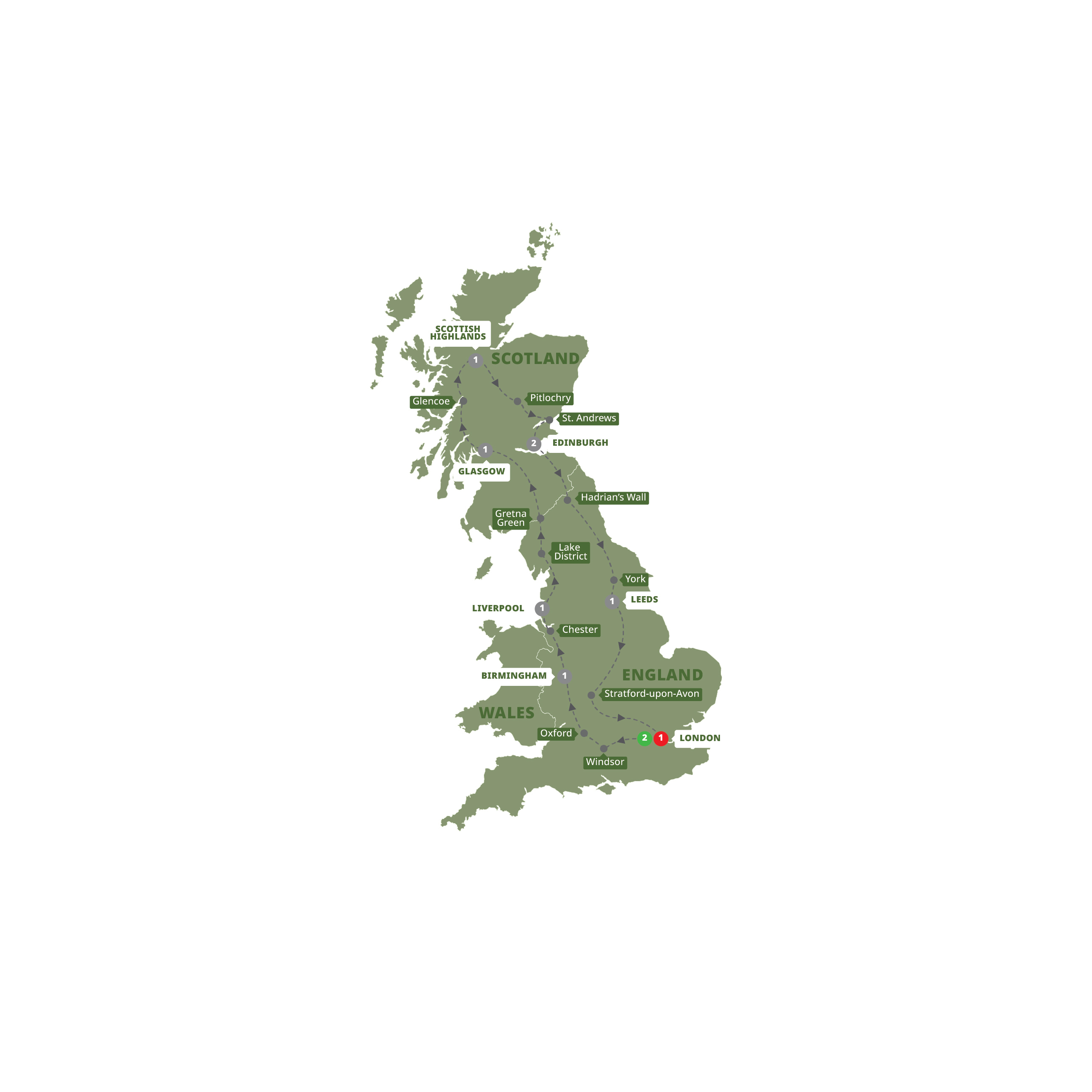 England Scotland Heritage US Guided Tour Map 2026 BEAI