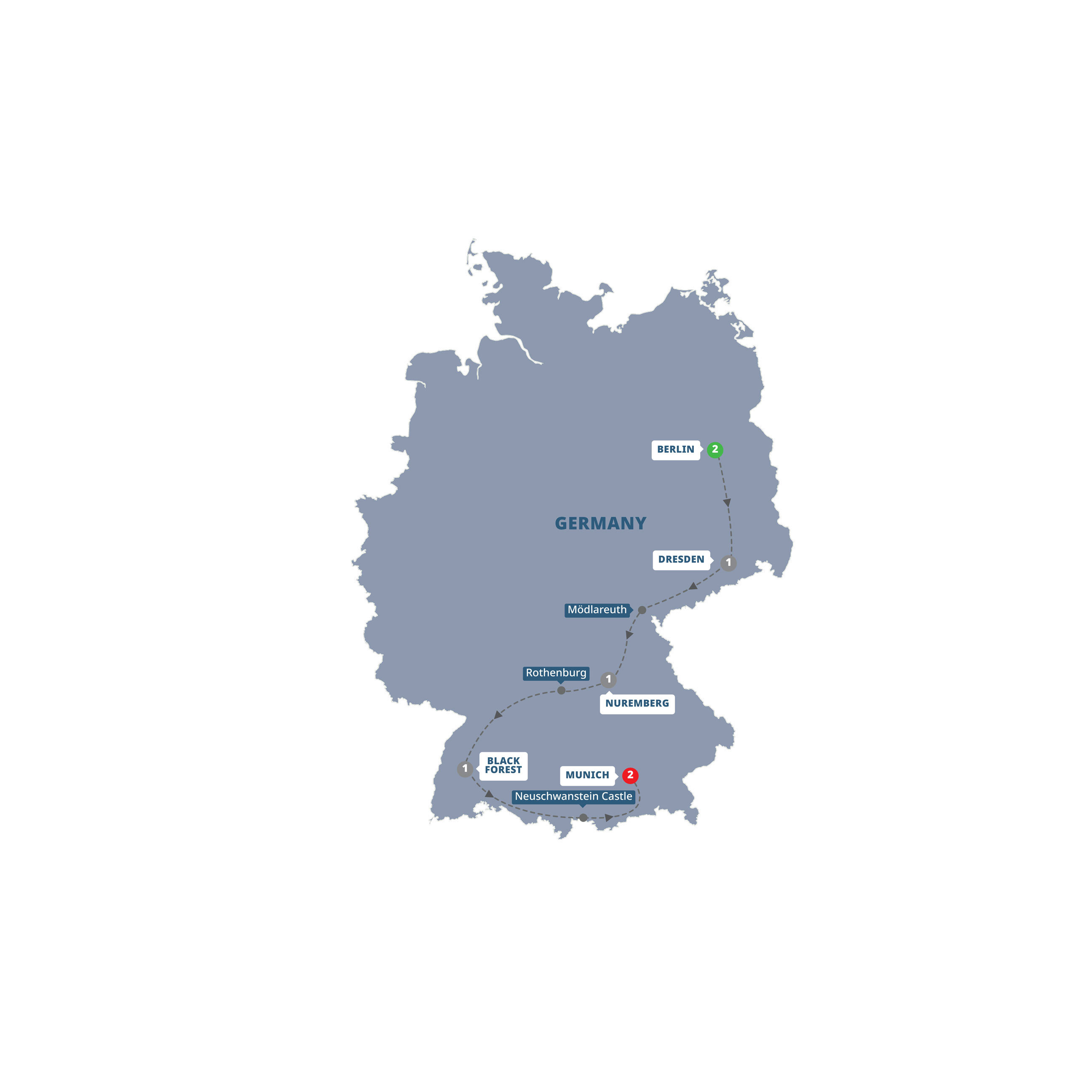 Highlights Germany Guided Tour Map 2026