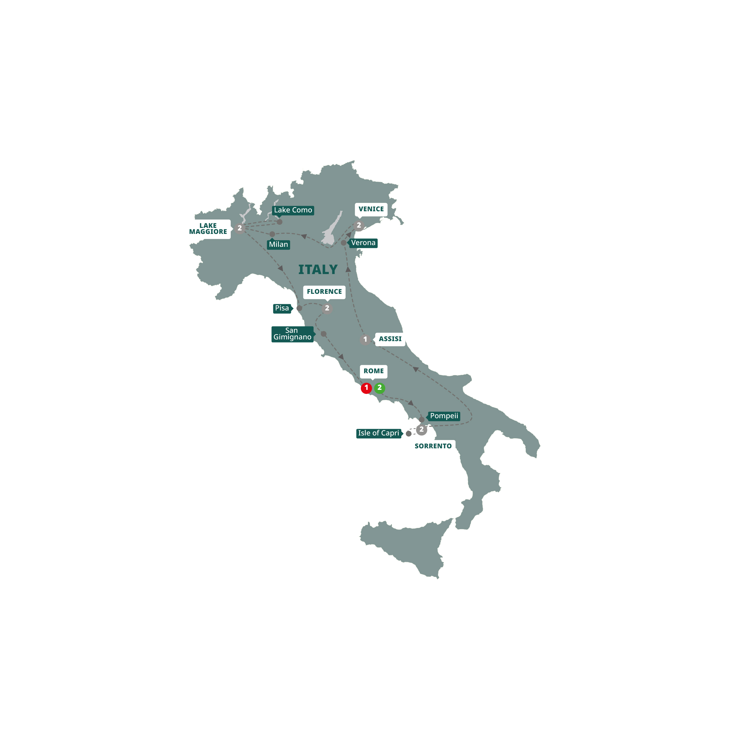 Best Italy Guided Tour Map 2024