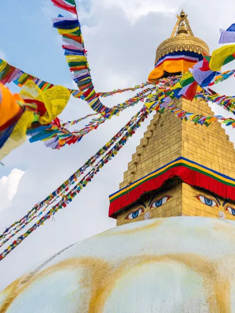 Kathmandu Boudhanath Stupa prayer flags, Nepal