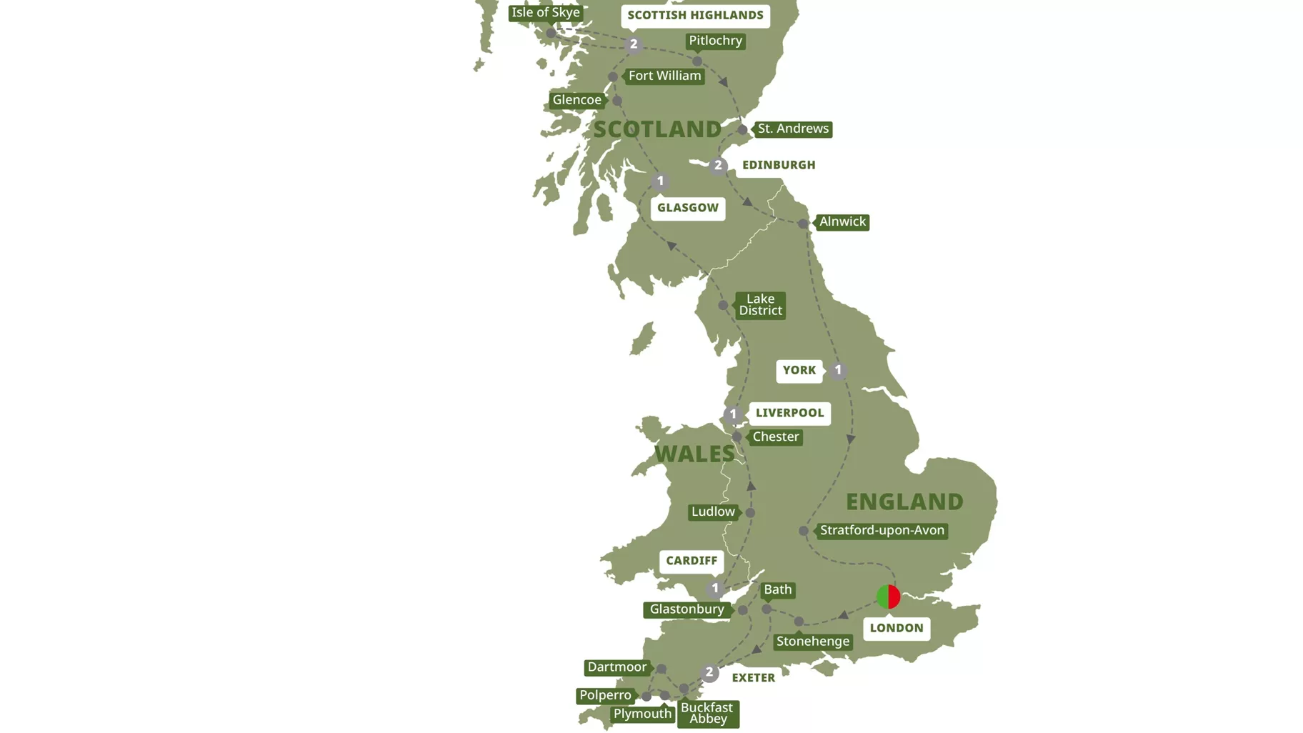 Best Britain Guided Tour Map