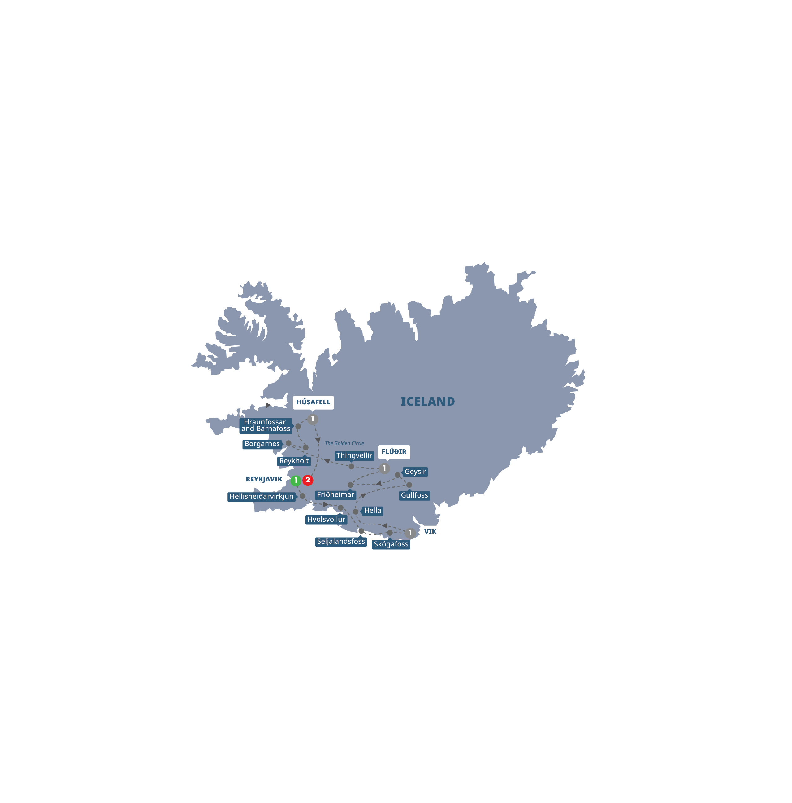 Map Scenic Iceland Northern Lights Guided Tour W864 27