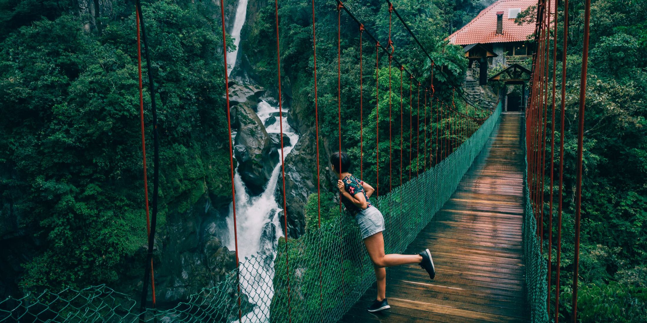Woman on a bridge in jungle