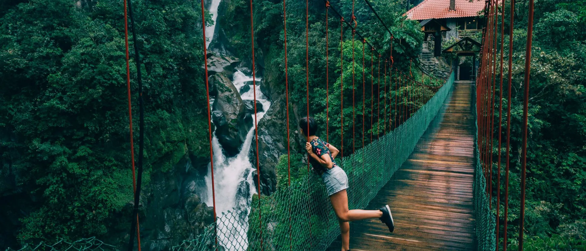 Woman on a bridge in jungle