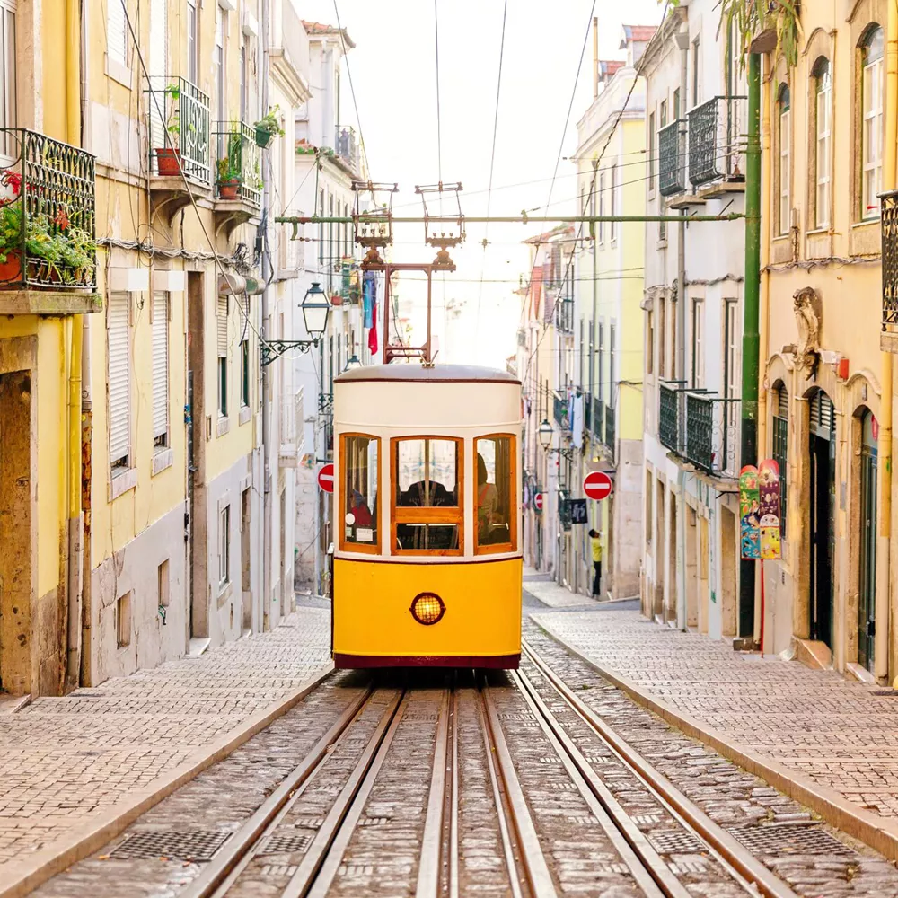 Elevador Da Bica Funicular In Lisbon, Portugal