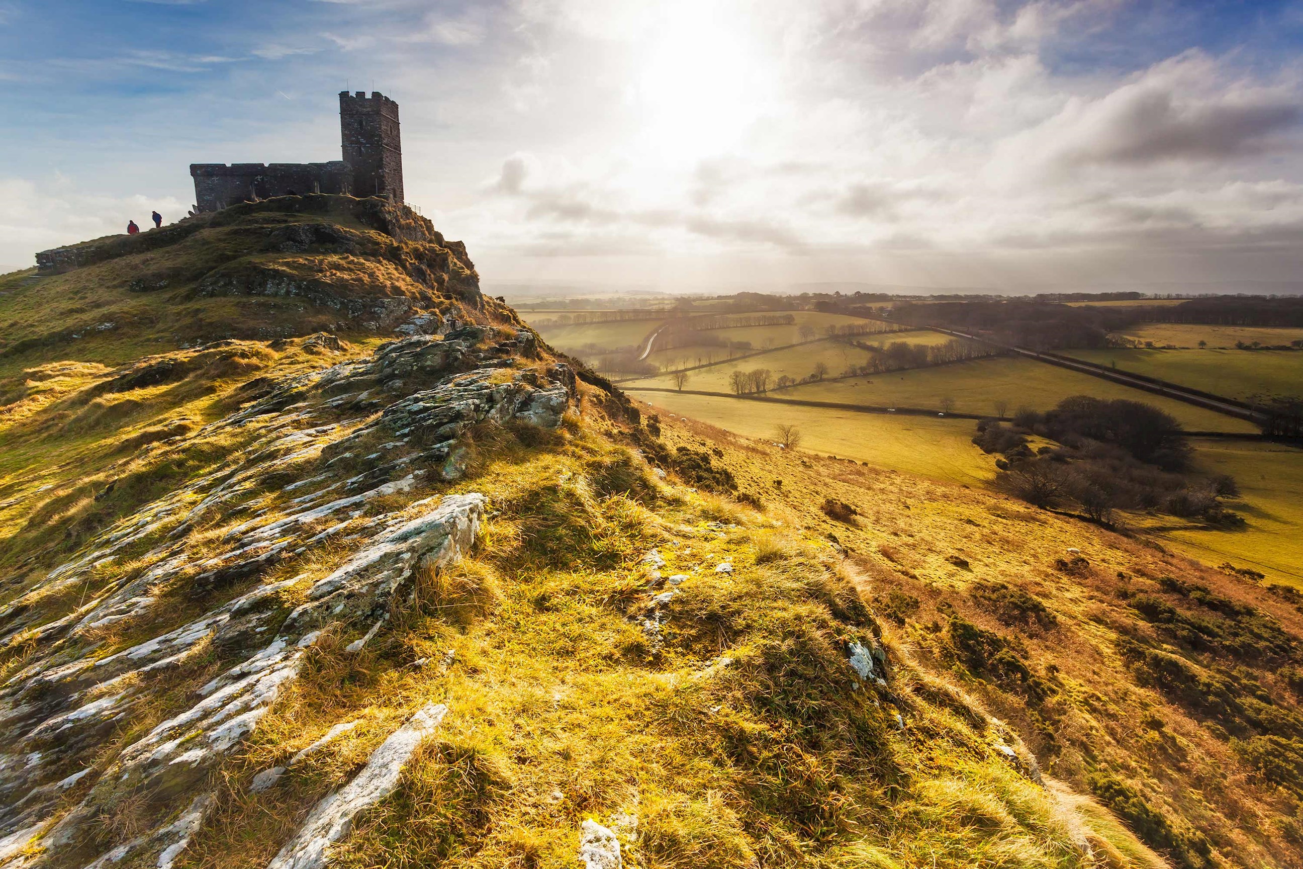 Brentor Church on rocky tor in Dartmoor National Park, England