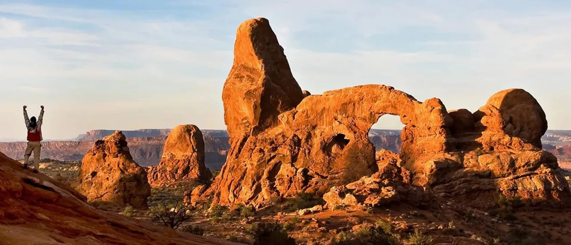 Hiker In North Window Arch