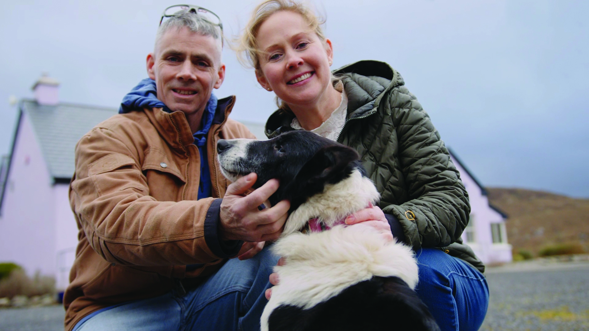 Be My Guest hosts Catherine and Jim with their dog in Ireland