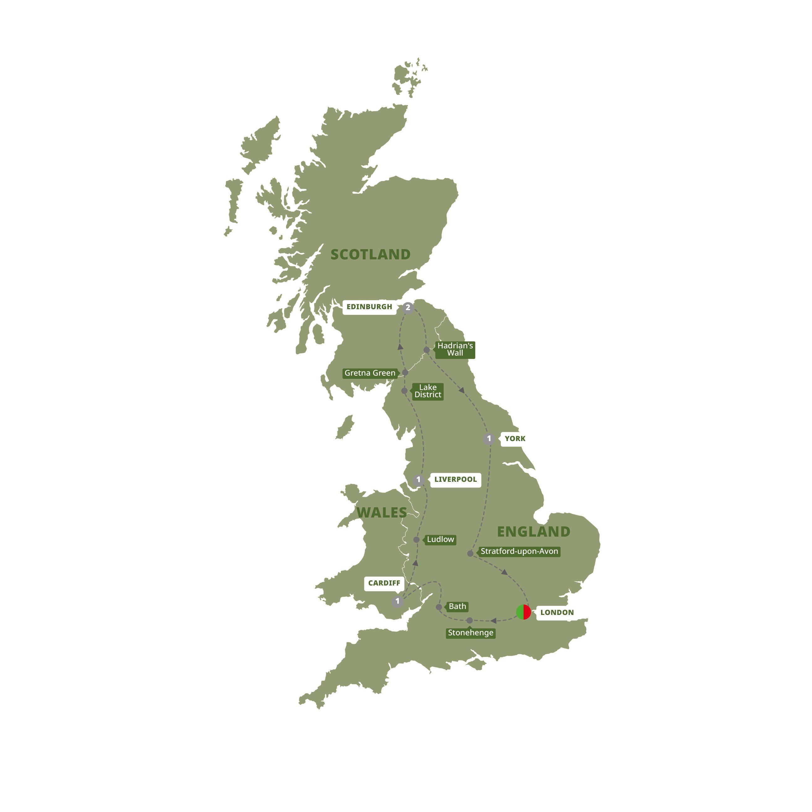 Real Britain Guided Tour Map