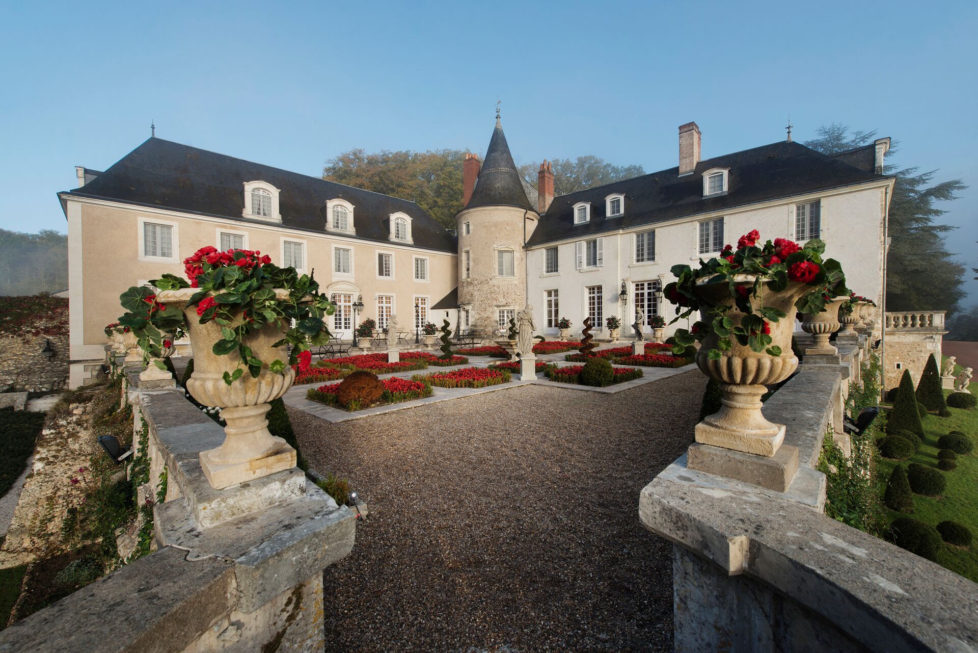 Terrace of Chateau de Beauvois in Loire Valley, France 
