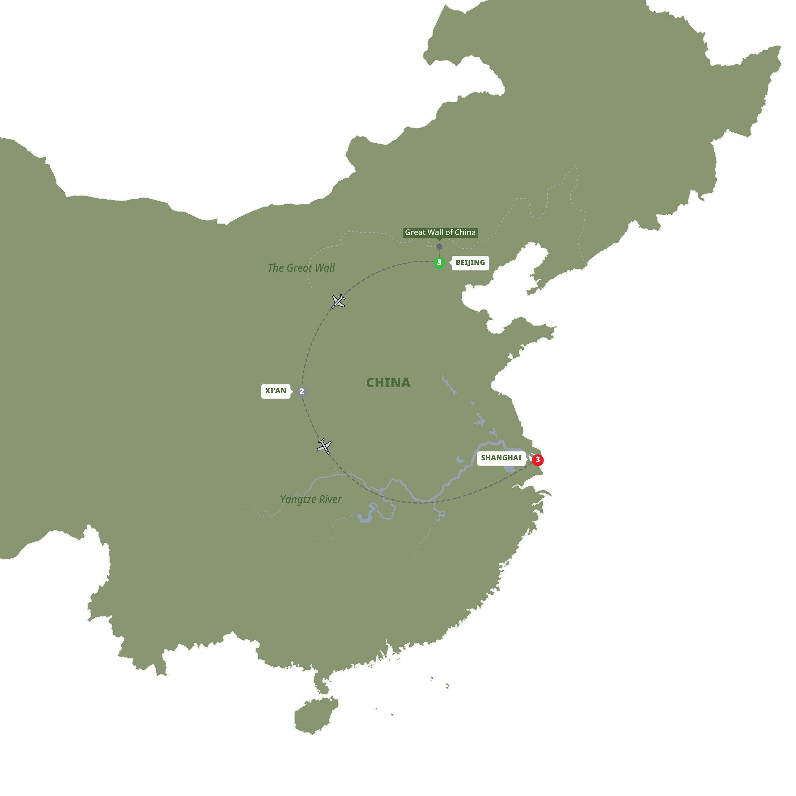 Classic China Guided Tour Map 2027
