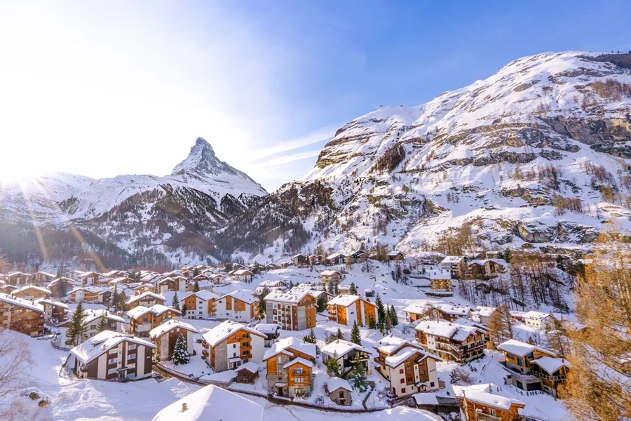 Snowcapped Mountains in Zermatt, Switzerland