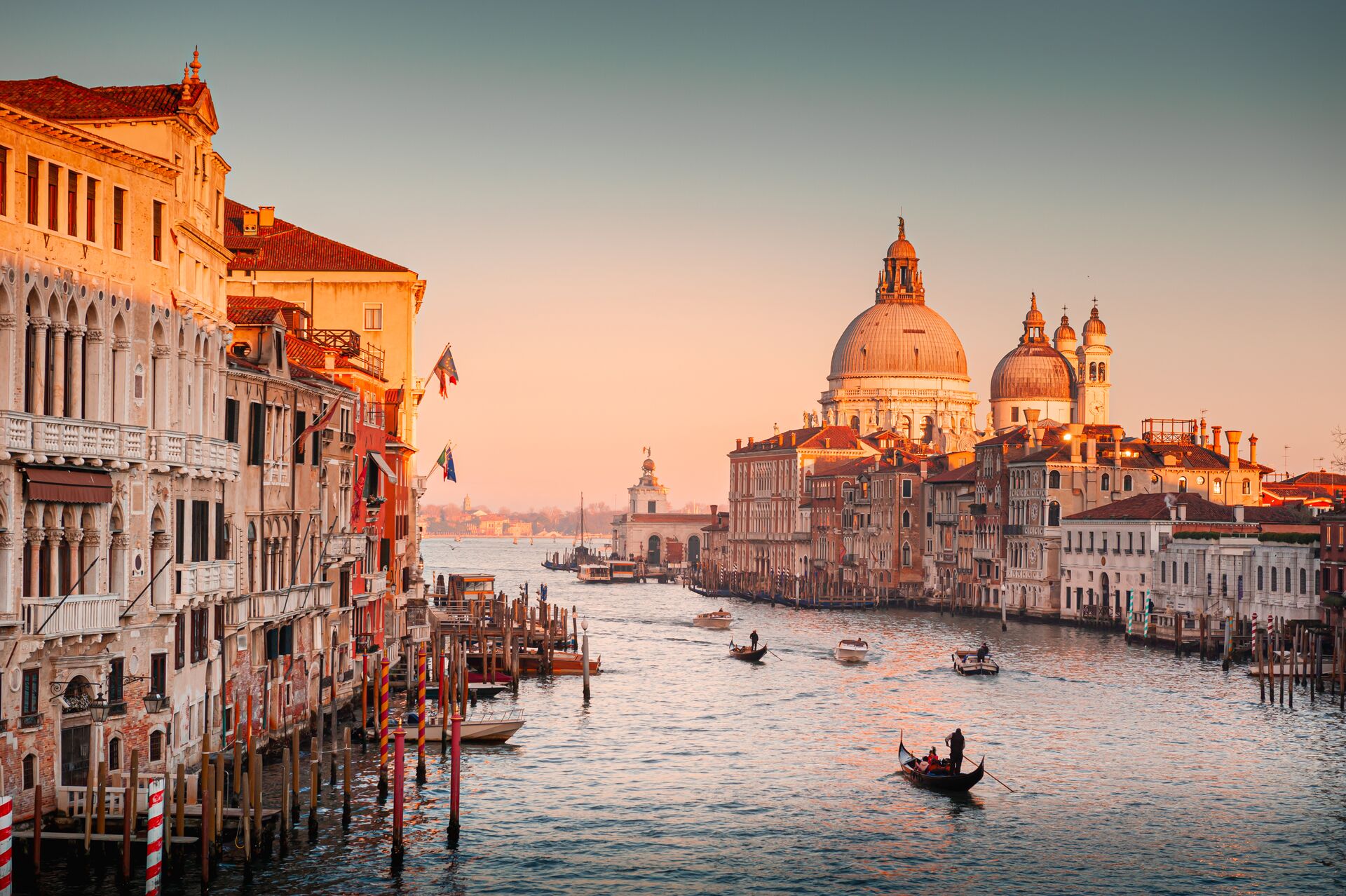 The Grand Canal in Venice, Italy at dusk