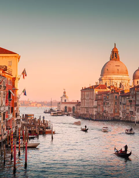 The Grand Canal in Venice, Italy at dusk