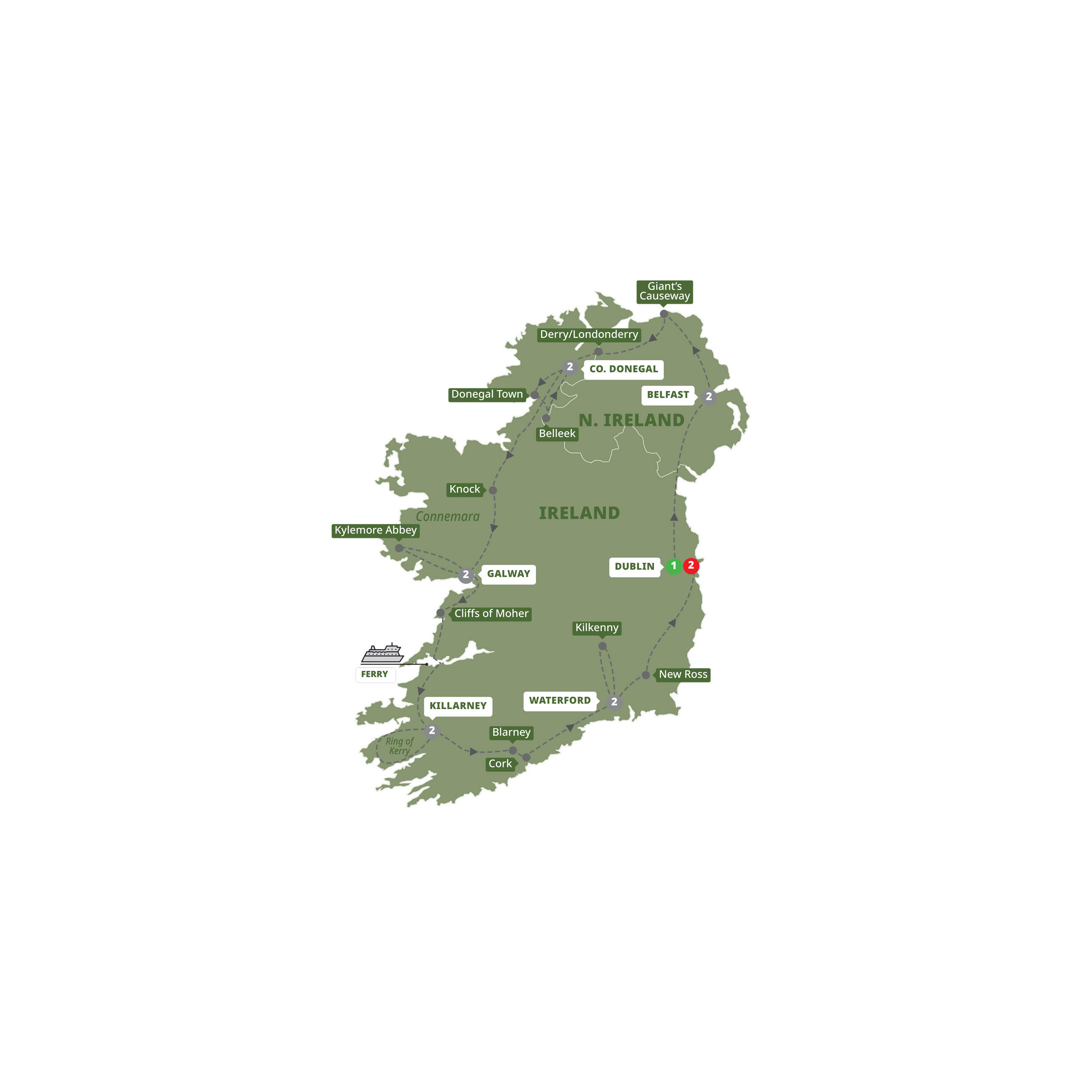 Amazing Ireland Guided Tour Map 2026