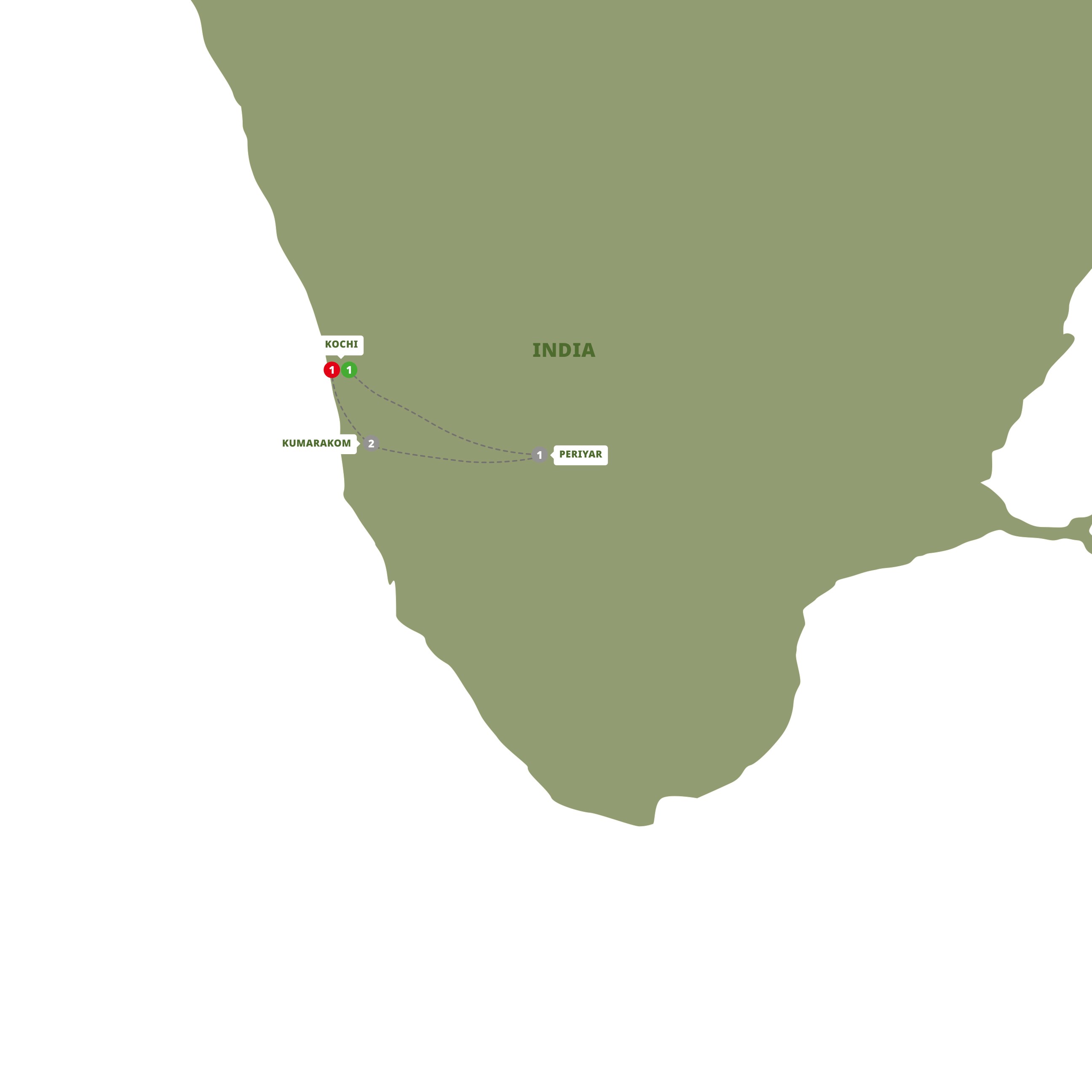 Captivating Kerala Guided Tour Map