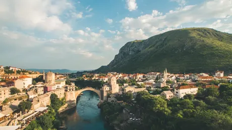 View of Mostar Bridge in Bosnia Herzegovina