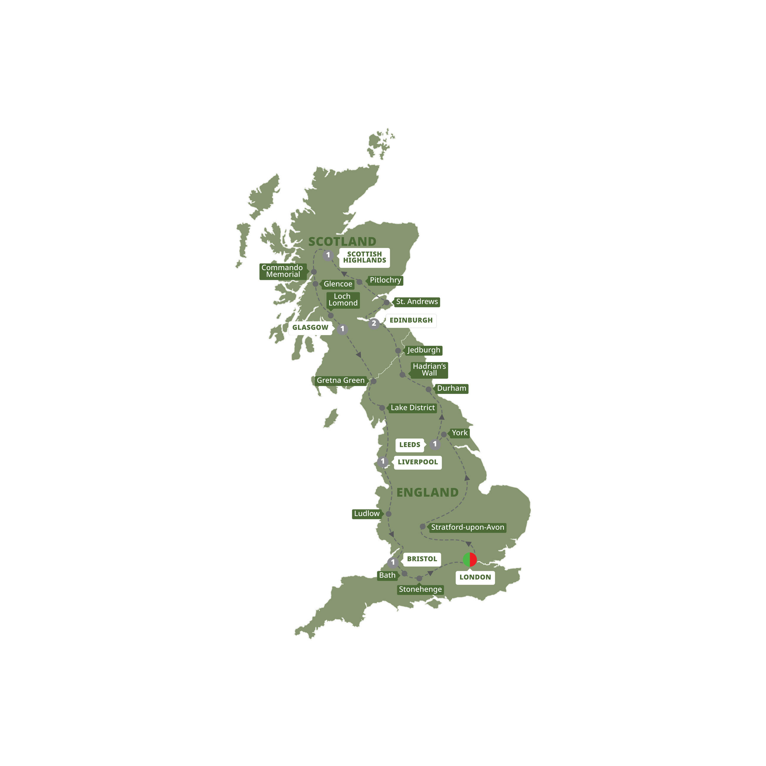 Amazing Britain Guided Tour Map 2026