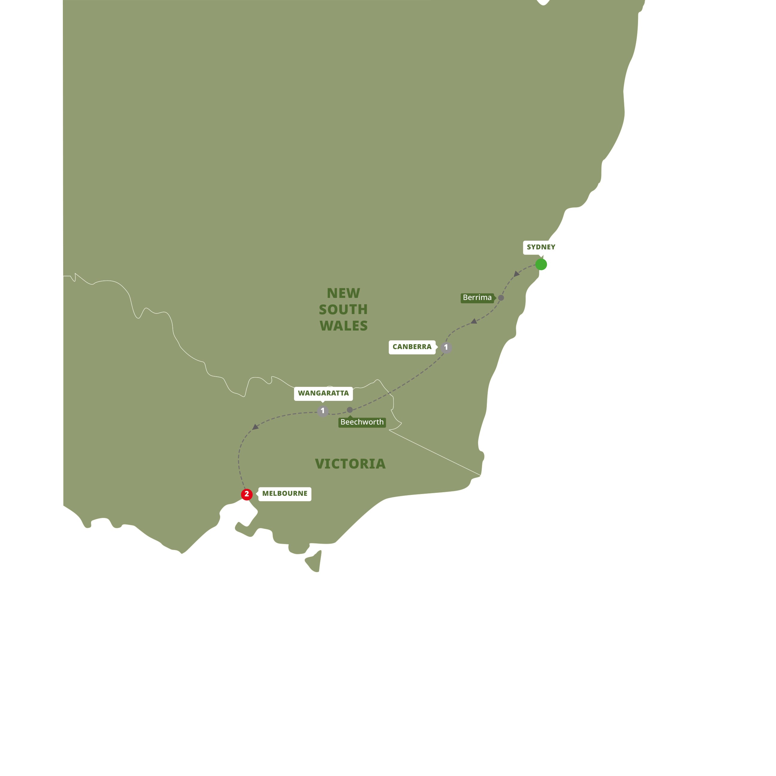 Southern Capitals City Meets Bush Guided Tour Map
