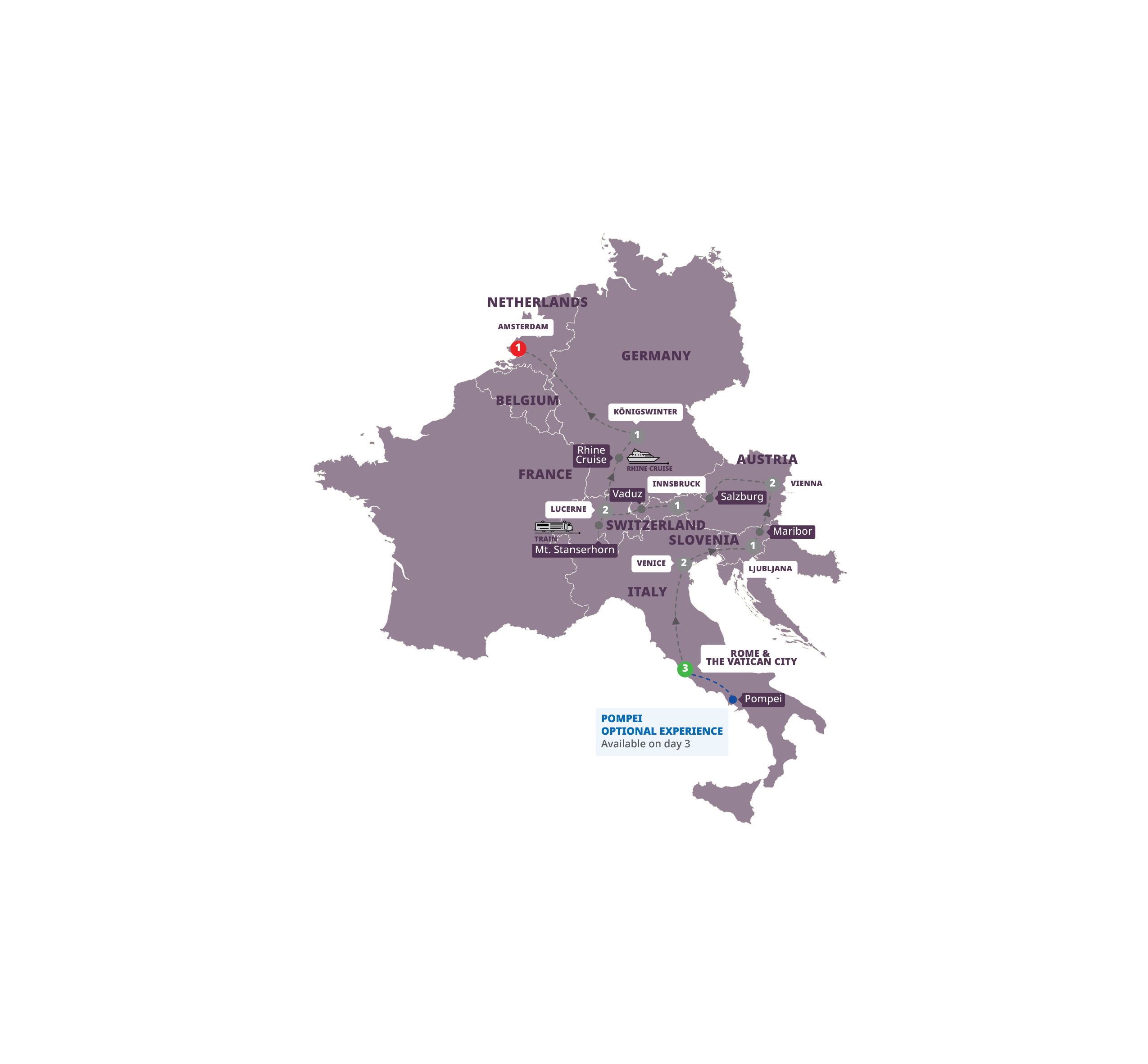 Map Splendid Europe Guided Tour N915 27 End Amsterdam
