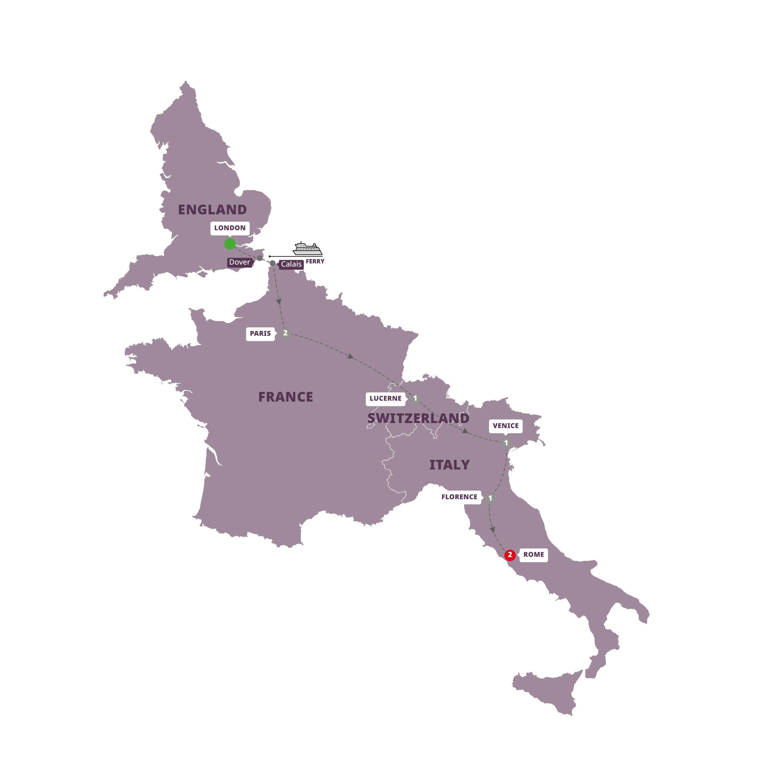 European Traveller Guided Tour Map