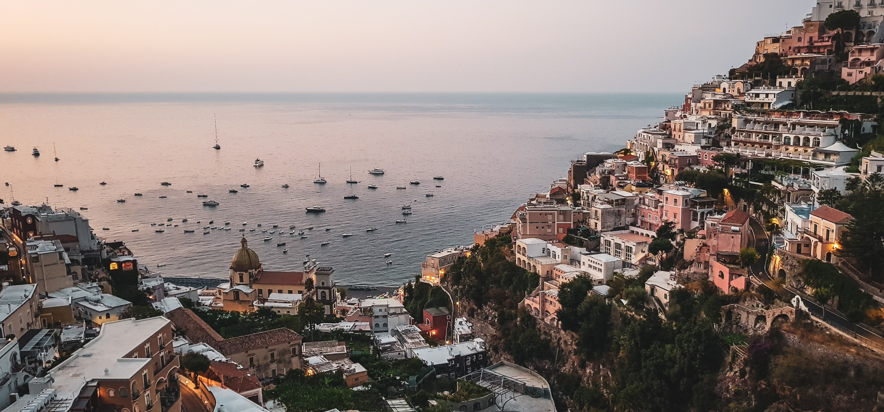 View of sea and houses in Amalfi Coast, Italy