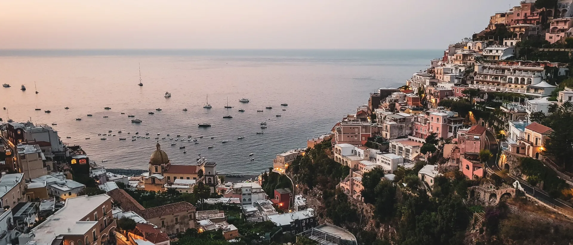View of sea and houses in Amalfi Coast, Italy