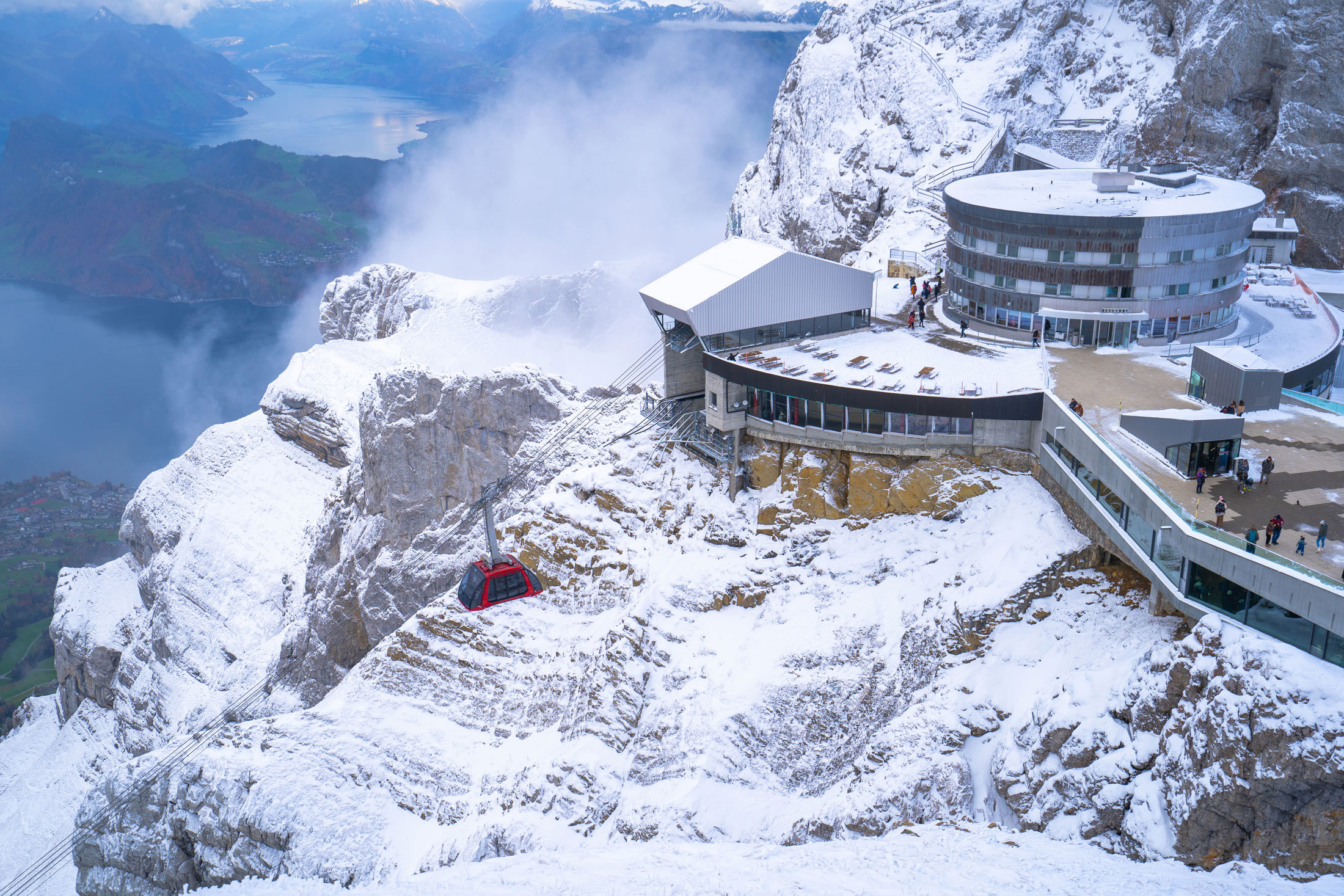 A view of Mount Pilatus in the wintertime