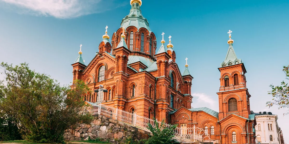 Uspenski Orthodox Cathedral in Helsinki, Finland in Summer
