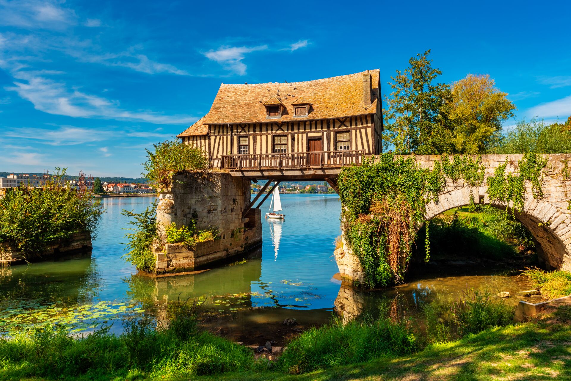 A picturesque old mill in Vernon, Normandy, France