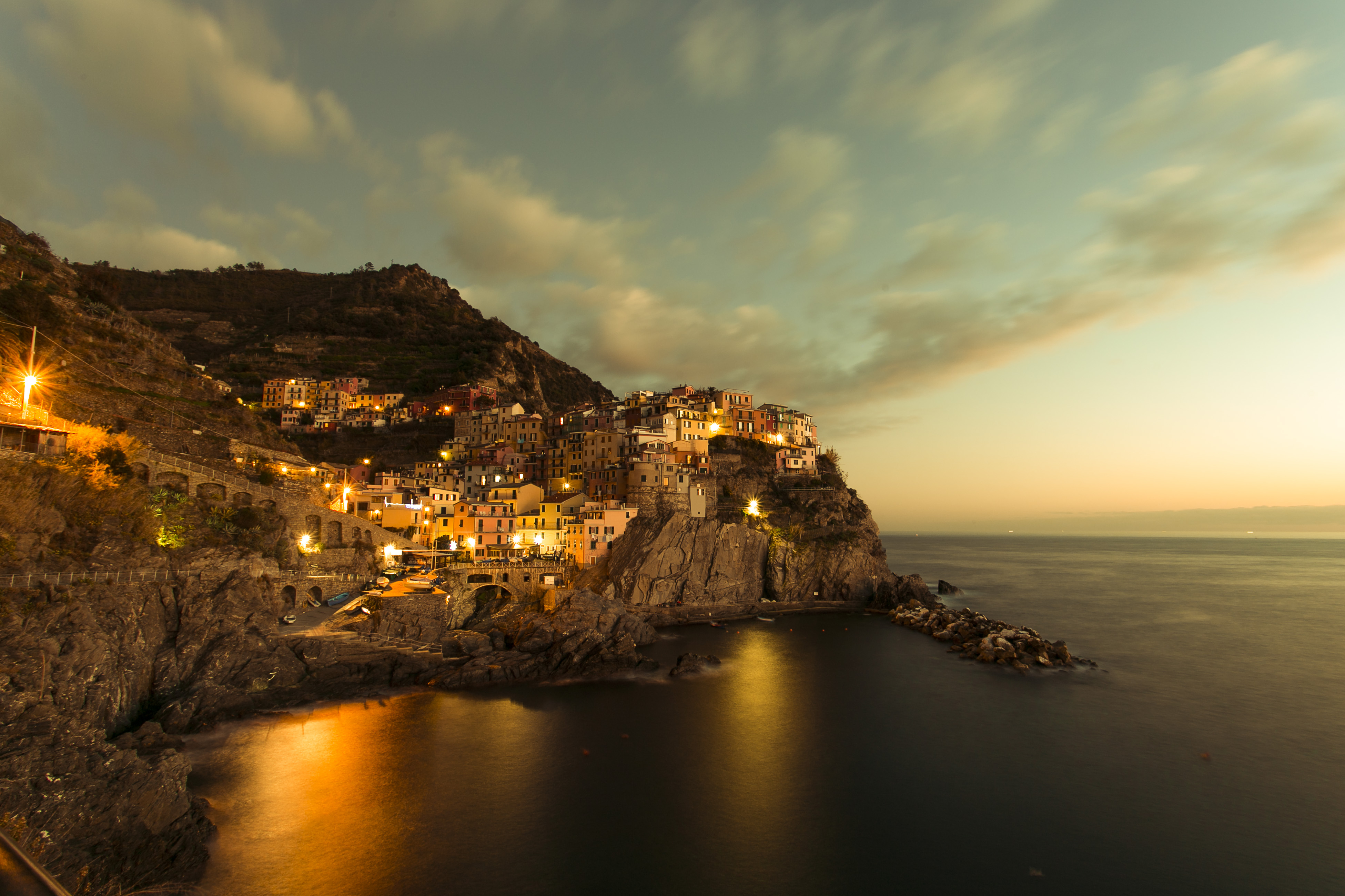 Cinque Terre National Park in Italy at night time
